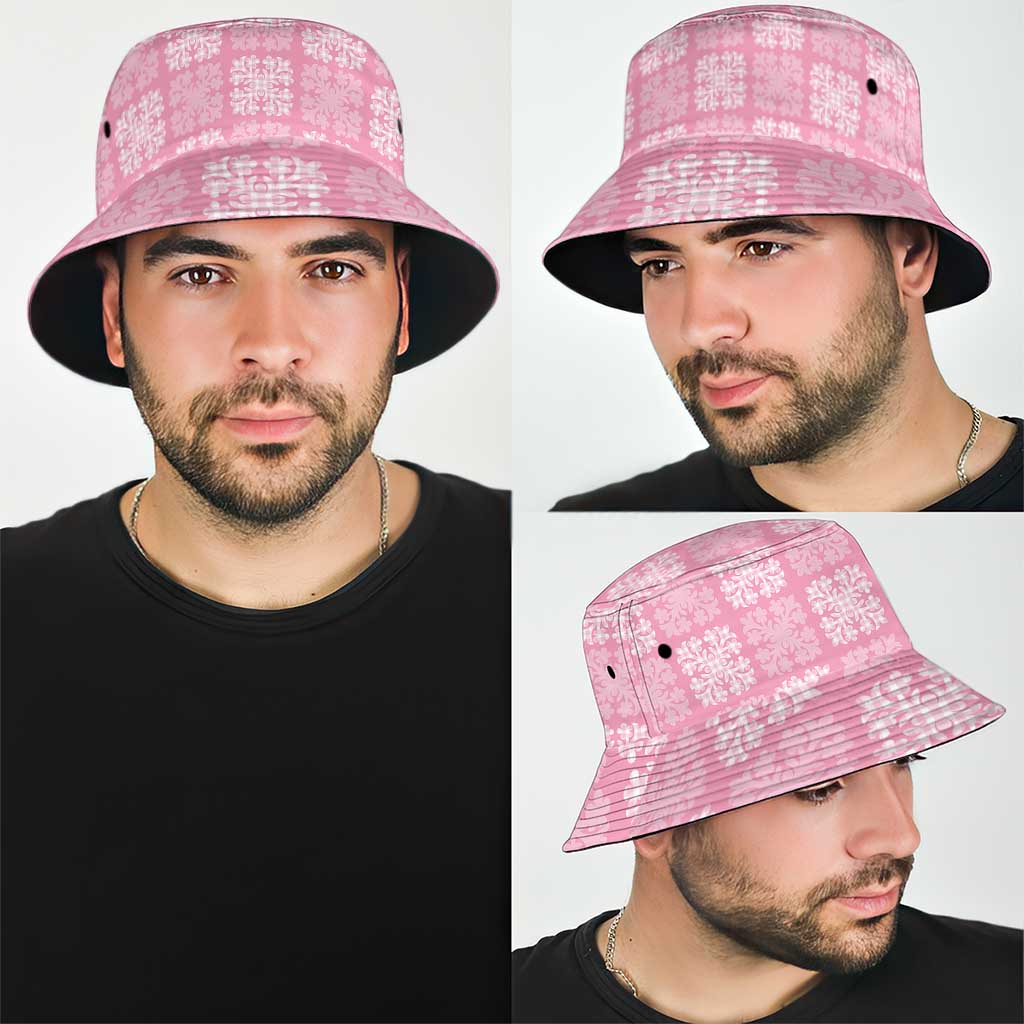 Pink Palaka Quilt Hawaii Bucket Hat Traditional Hawaii-plaid Pattern - Polynesian Pride
