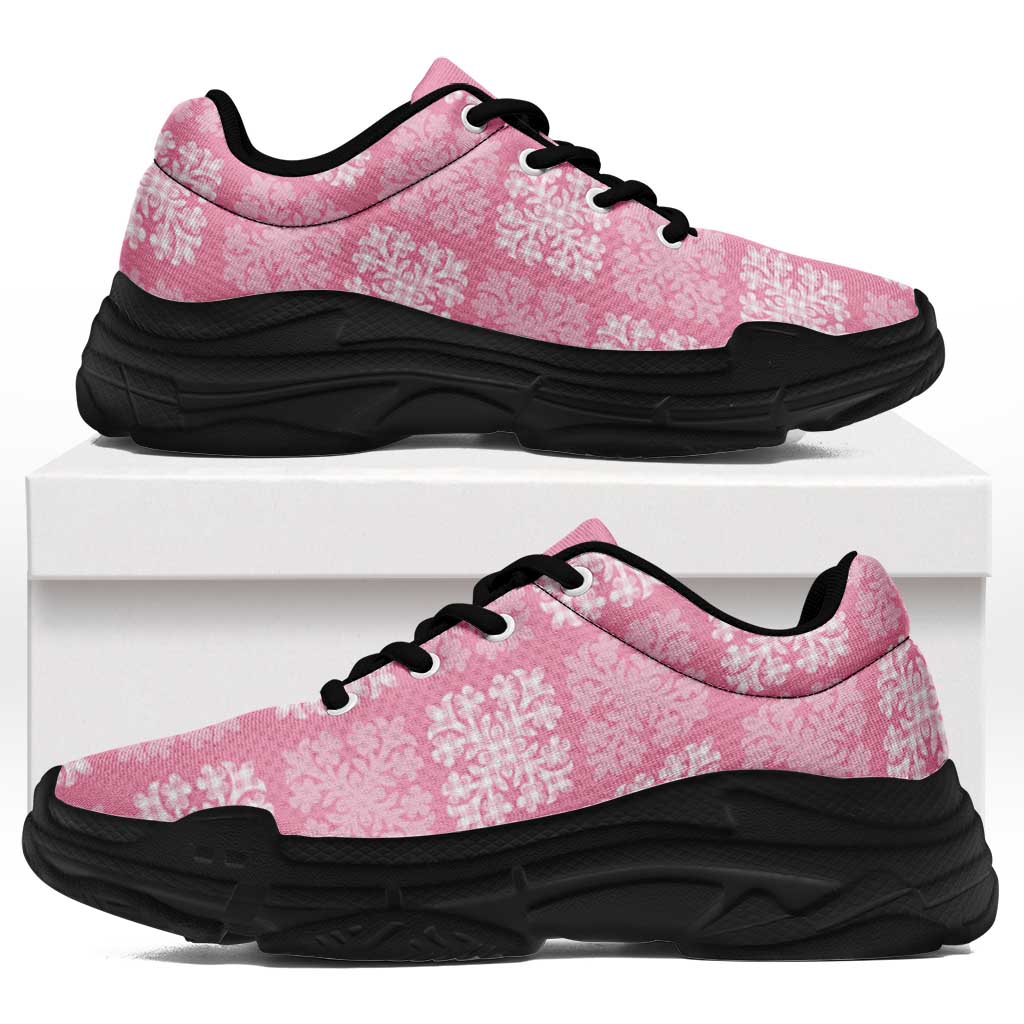 Pink Palaka Quilt Hawaii Chunky Sneakers Traditional Hawaii-plaid Pattern LT14 Pink - Polynesian Pride