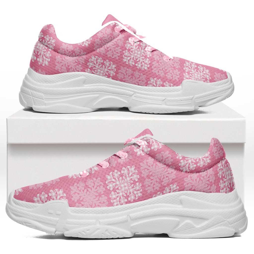 Pink Palaka Quilt Hawaii Chunky Sneakers Traditional Hawaii-plaid Pattern LT14 Pink - Polynesian Pride