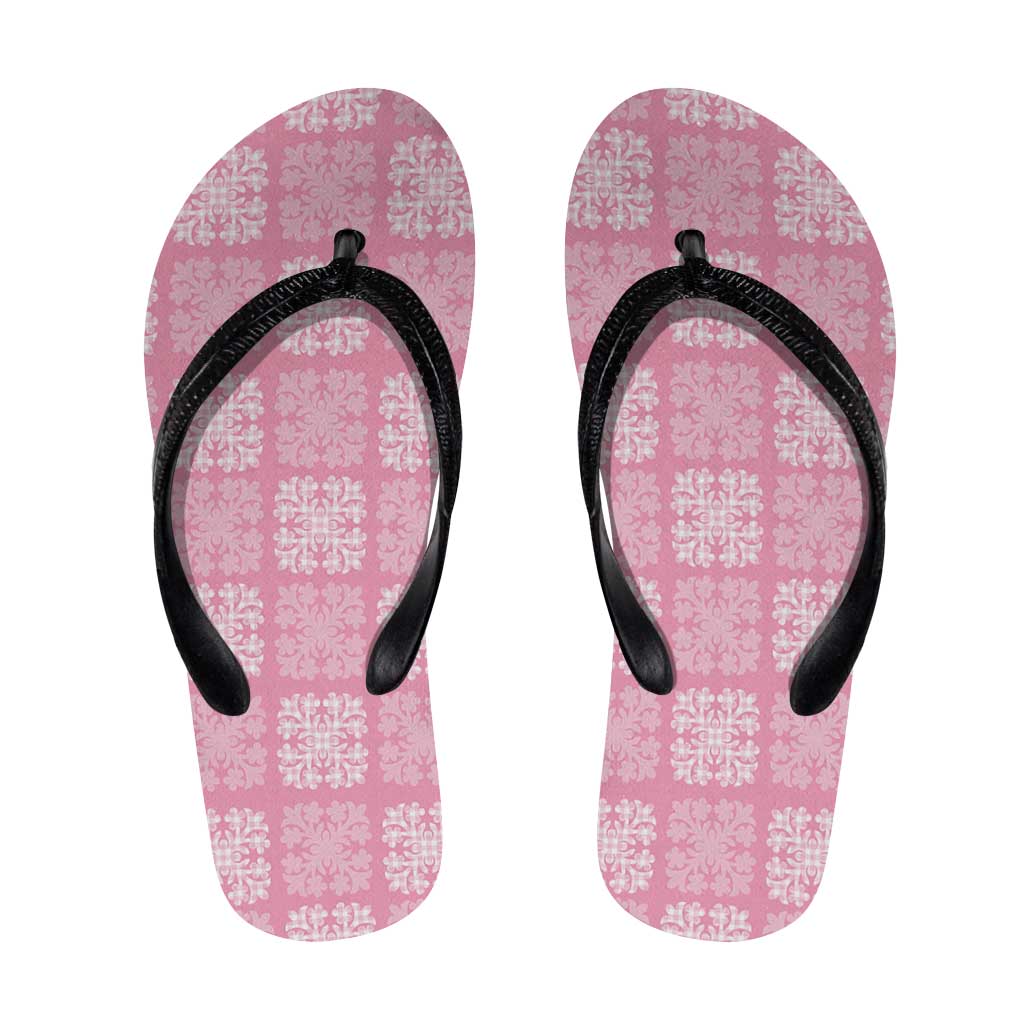 Pink Palaka Quilt Hawaii Flip Flops Traditional Hawaii-plaid Pattern - Polynesian Pride