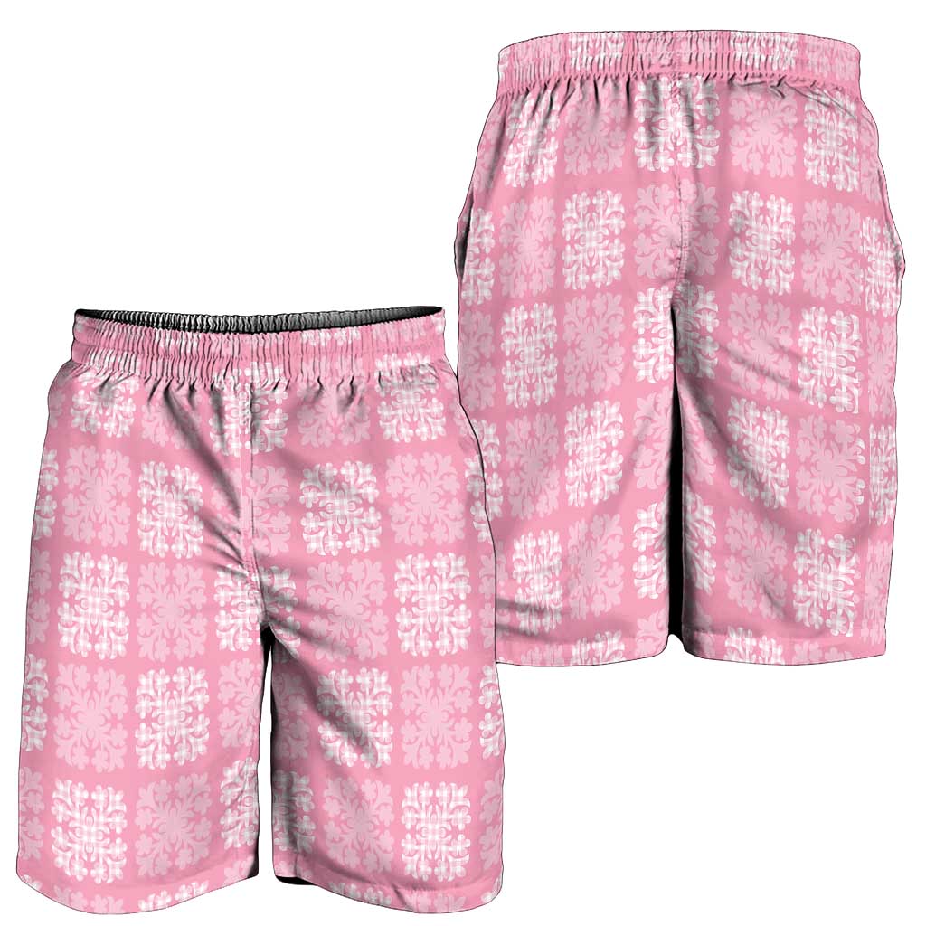 Pink Palaka Quilt Hawaii Shorts for Men Traditional Hawaii-plaid Pattern - Polynesian Pride