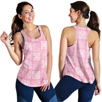 Pink Palaka Quilt Hawaii Women Racerback Tank Traditional Hawaii-plaid Pattern - Polynesian Pride