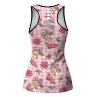Pink Paniolo Palaka Hawaiian Cowgirl Christmas Hollow Tank Top - Polynesian Pride