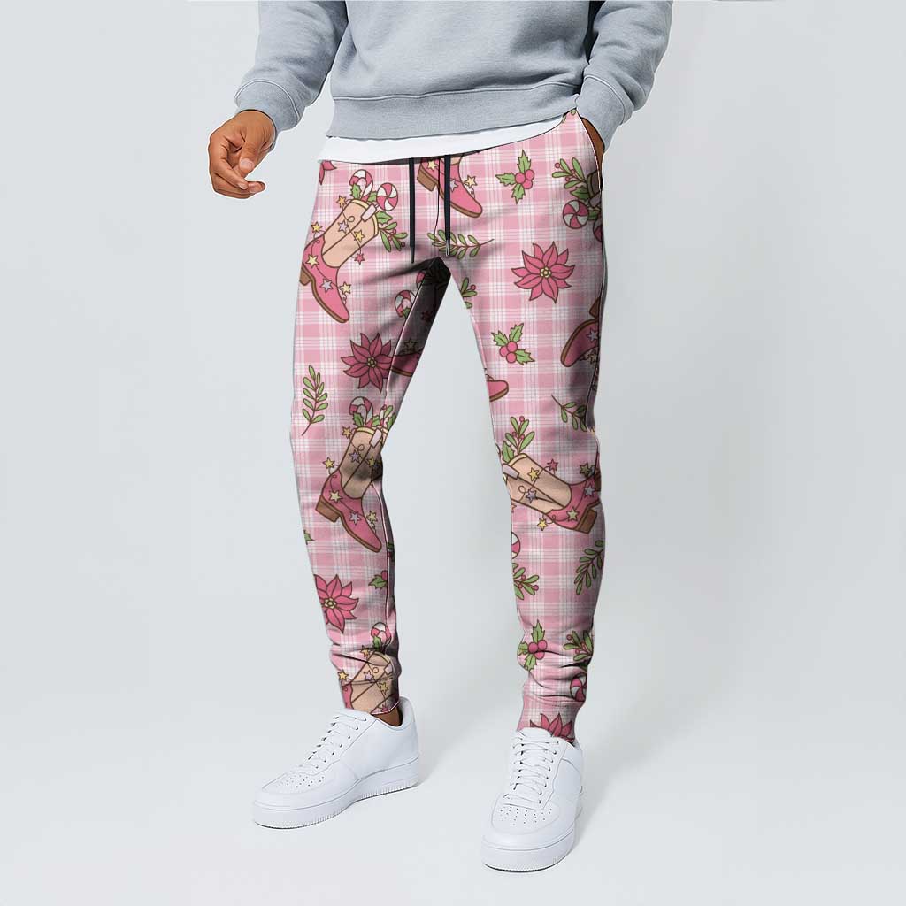 Pink Paniolo Palaka Hawaiian Cowgirl Christmas Jogger Pants - Polynesian Pride