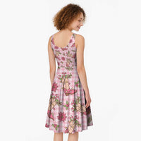 Pink Paniolo Palaka Hawaiian Cowgirl Christmas Midi Dress - Polynesian Pride