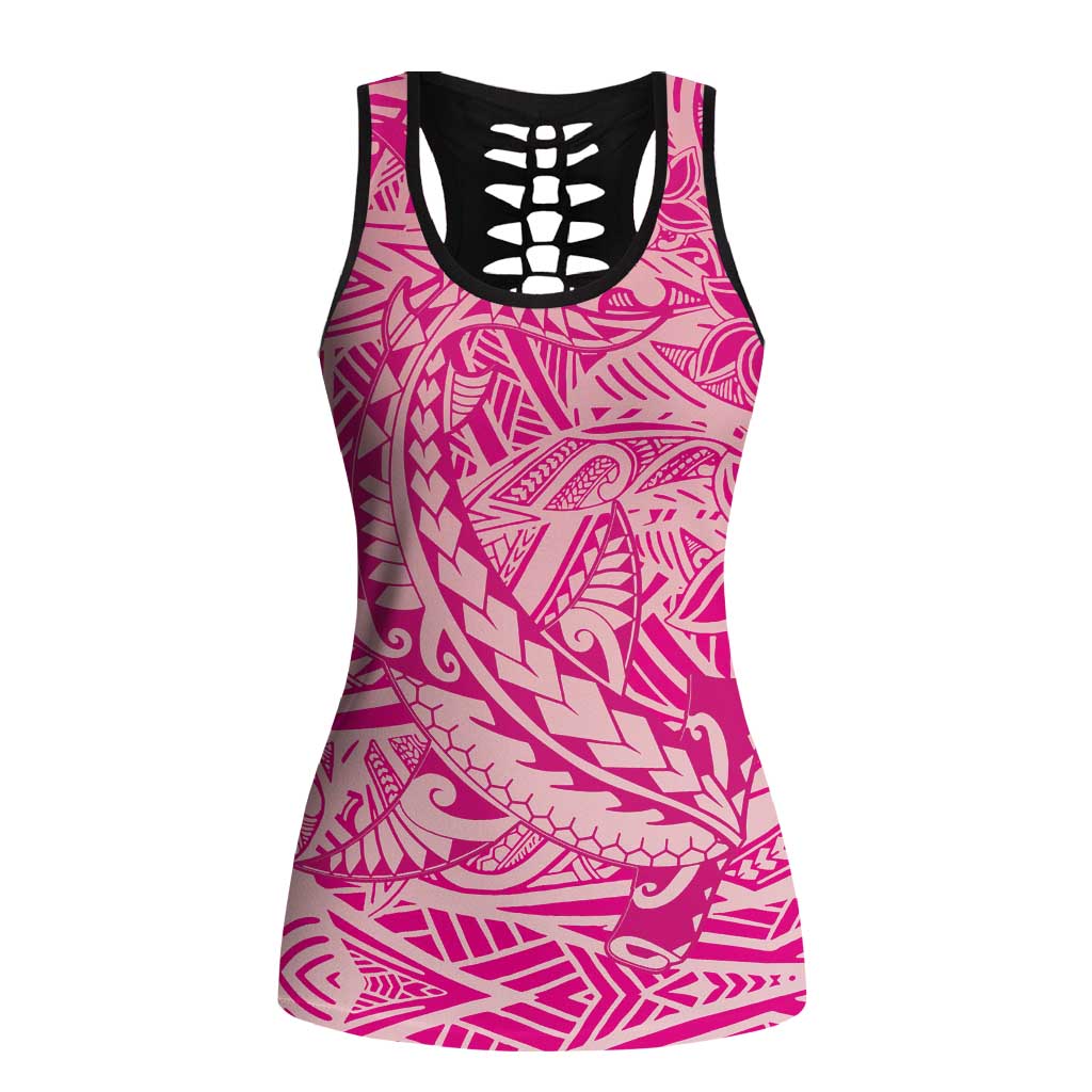 Pink Polynesia Hollow Tank Top Hawaiian Tribal Hammerhead Shark Tattoo - Polynesian Pride