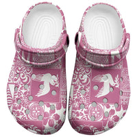 Pink Tonga Kilisimasi Fiefia Clogs Shoes Pacific Patchwork Xmas Vibes - Polynesian Pride