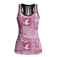 Pink Tonga Kilisimasi Fiefia Hollow Tank Top Pacific Patchwork Xmas Vibes - Polynesian Pride