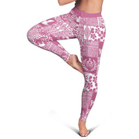Pink Tonga Kilisimasi Fiefia Leggings Pacific Patchwork Xmas Vibes - Polynesian Pride