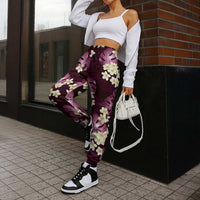 Pink Tropical Hawaii Jogger Pants Seamless Monstera Plumeria Hawaiian Pattern - Polynesian Pride