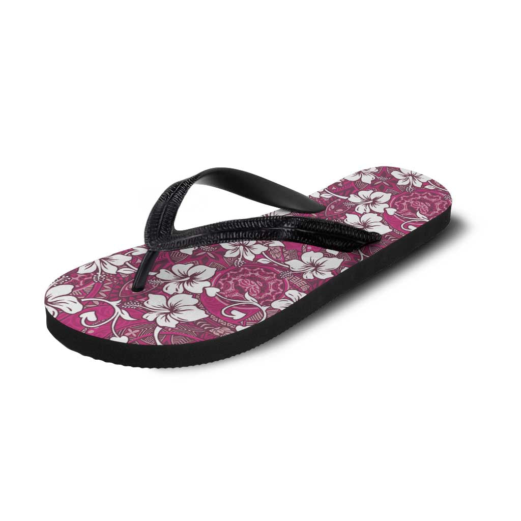 Piqi Bula Fiji Flip Flops Fijian Tapa Seamless Hibiscus - Polynesian Pride