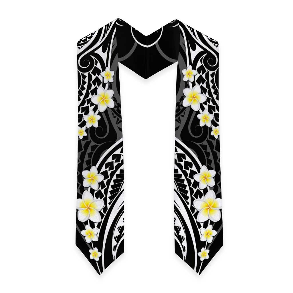 Plumeria With Black Polynesian Tattoo Pattern Graduation Stole LT05 - Polynesian Pride