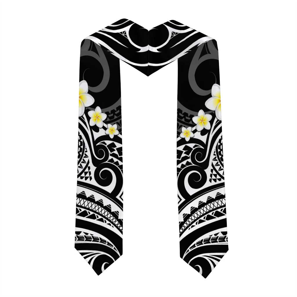 Plumeria With Black Polynesian Tattoo Pattern Graduation Stole LT05 - Polynesian Pride