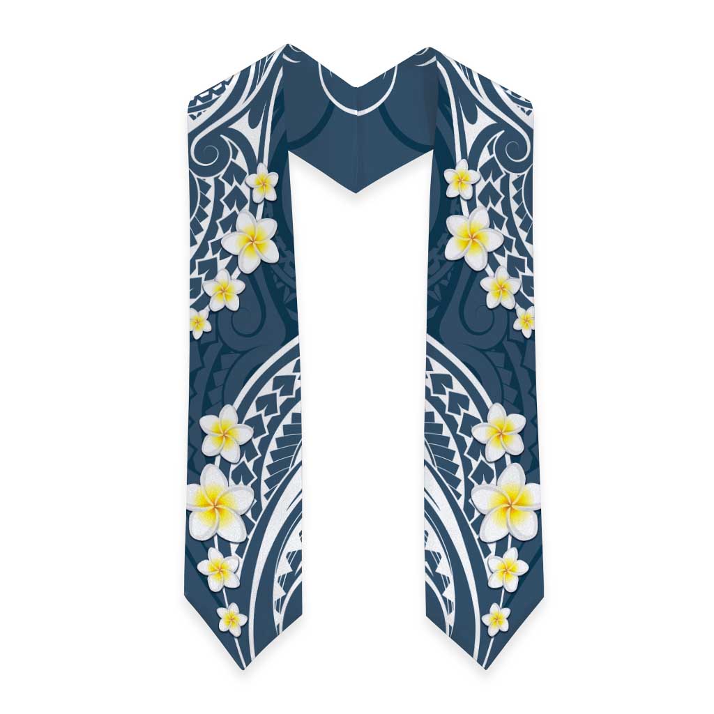 Plumeria With Blue Polynesian Tattoo Pattern Graduation Stole LT05 - Polynesian Pride