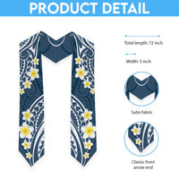 Plumeria With Blue Polynesian Tattoo Pattern Graduation Stole LT05 - Polynesian Pride