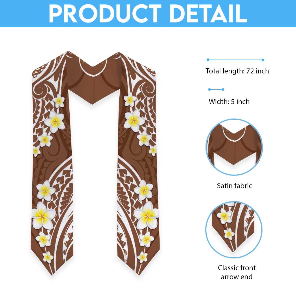 Plumeria With Brown Polynesian Tattoo Pattern Graduation Stole LT05 - Polynesian Pride