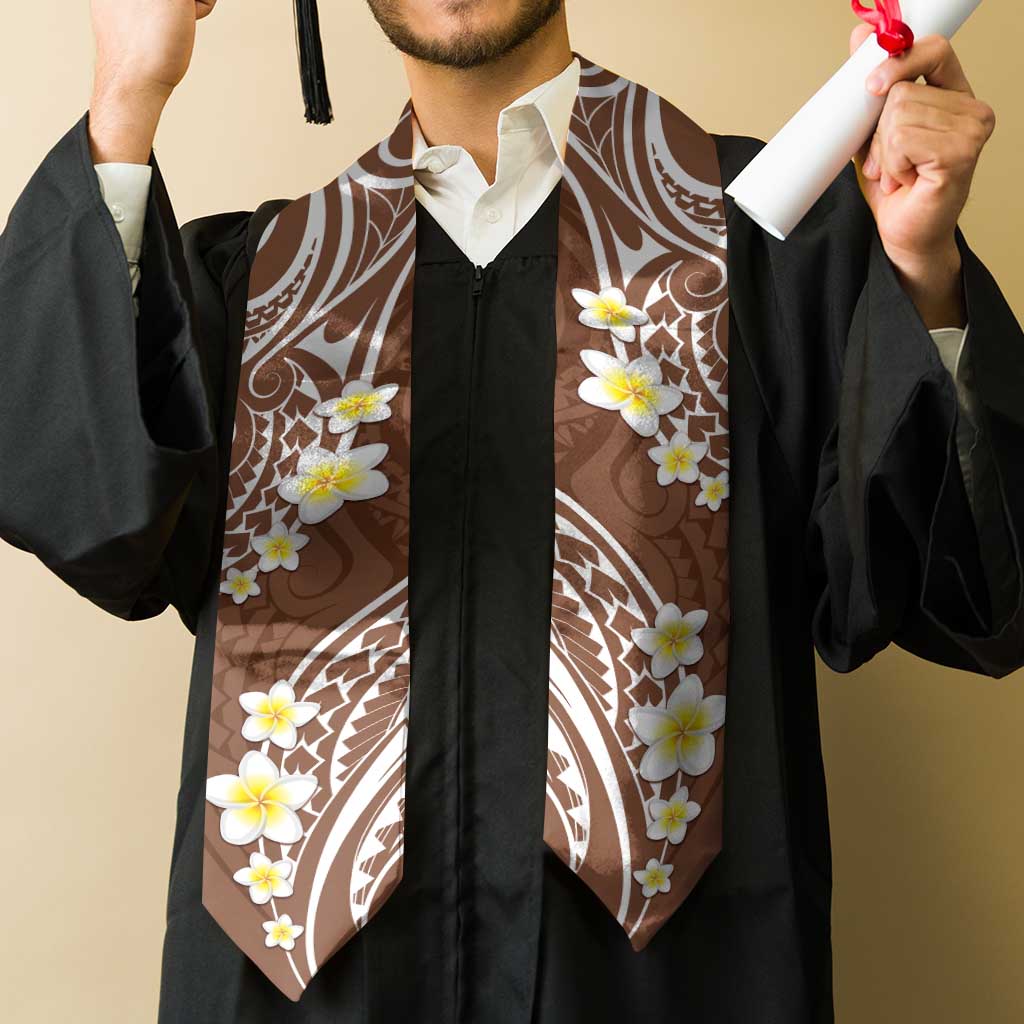 Plumeria With Brown Polynesian Tattoo Pattern Graduation Stole LT05 - Polynesian Pride