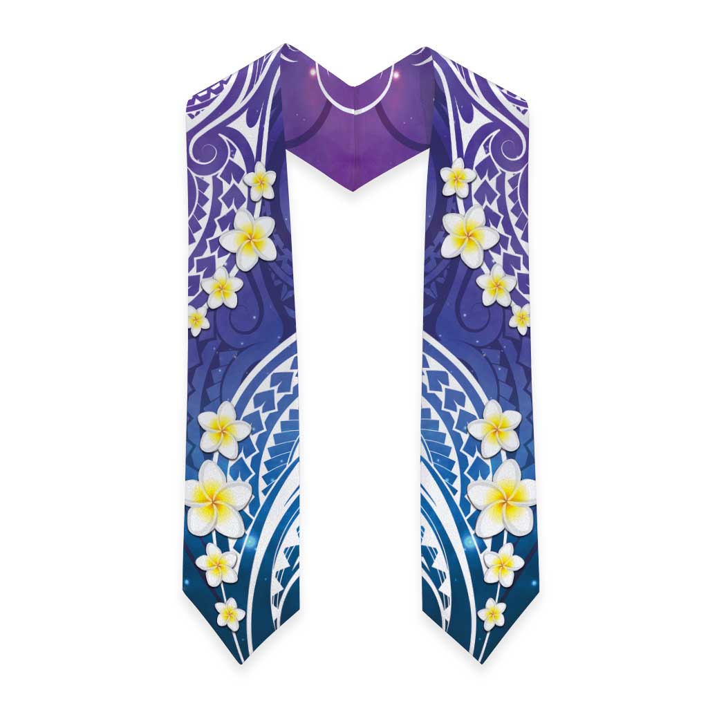 Plumeria With Galaxy Polynesian Tattoo Pattern Graduation Stole LT05 - Polynesian Pride