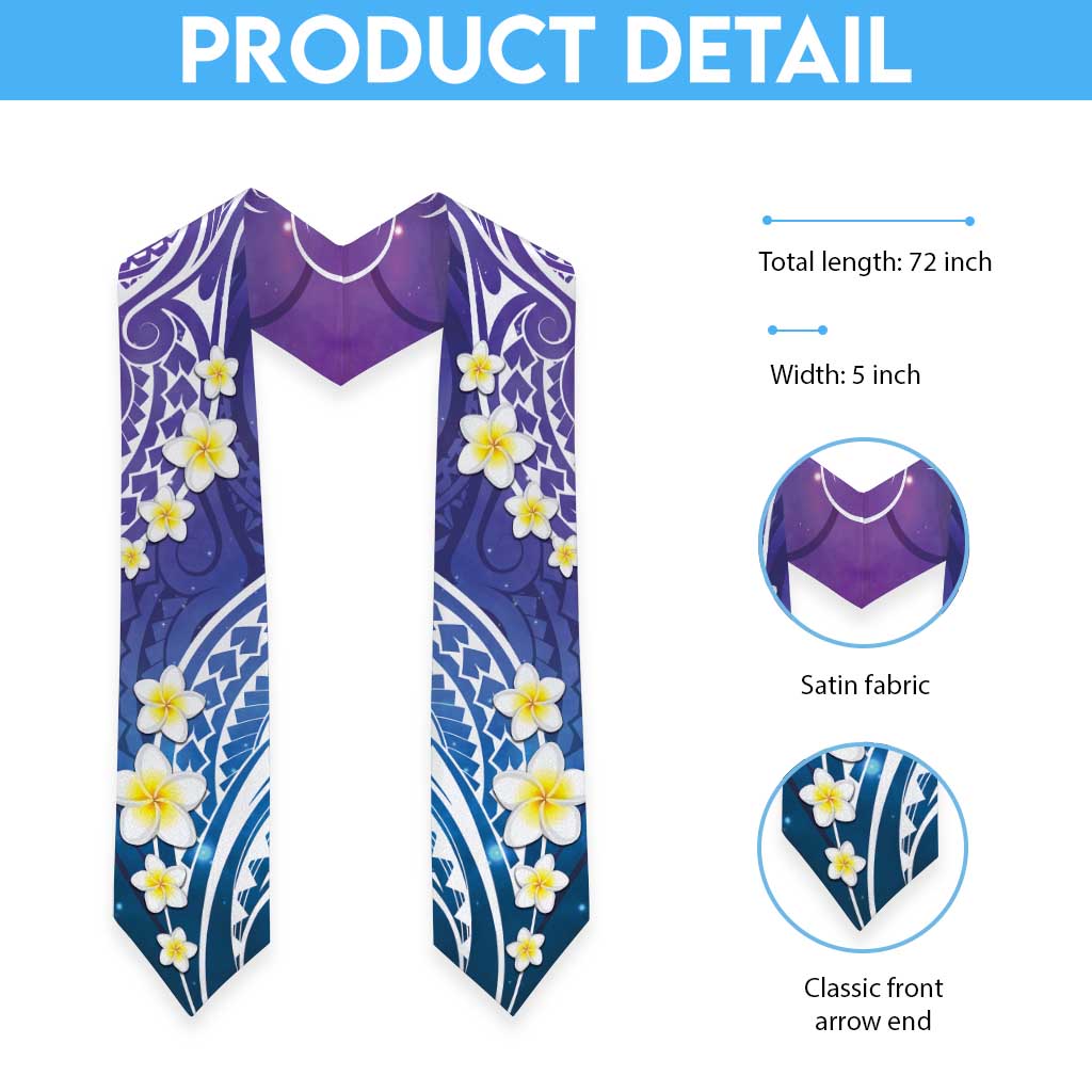 Plumeria With Galaxy Polynesian Tattoo Pattern Graduation Stole LT05 - Polynesian Pride