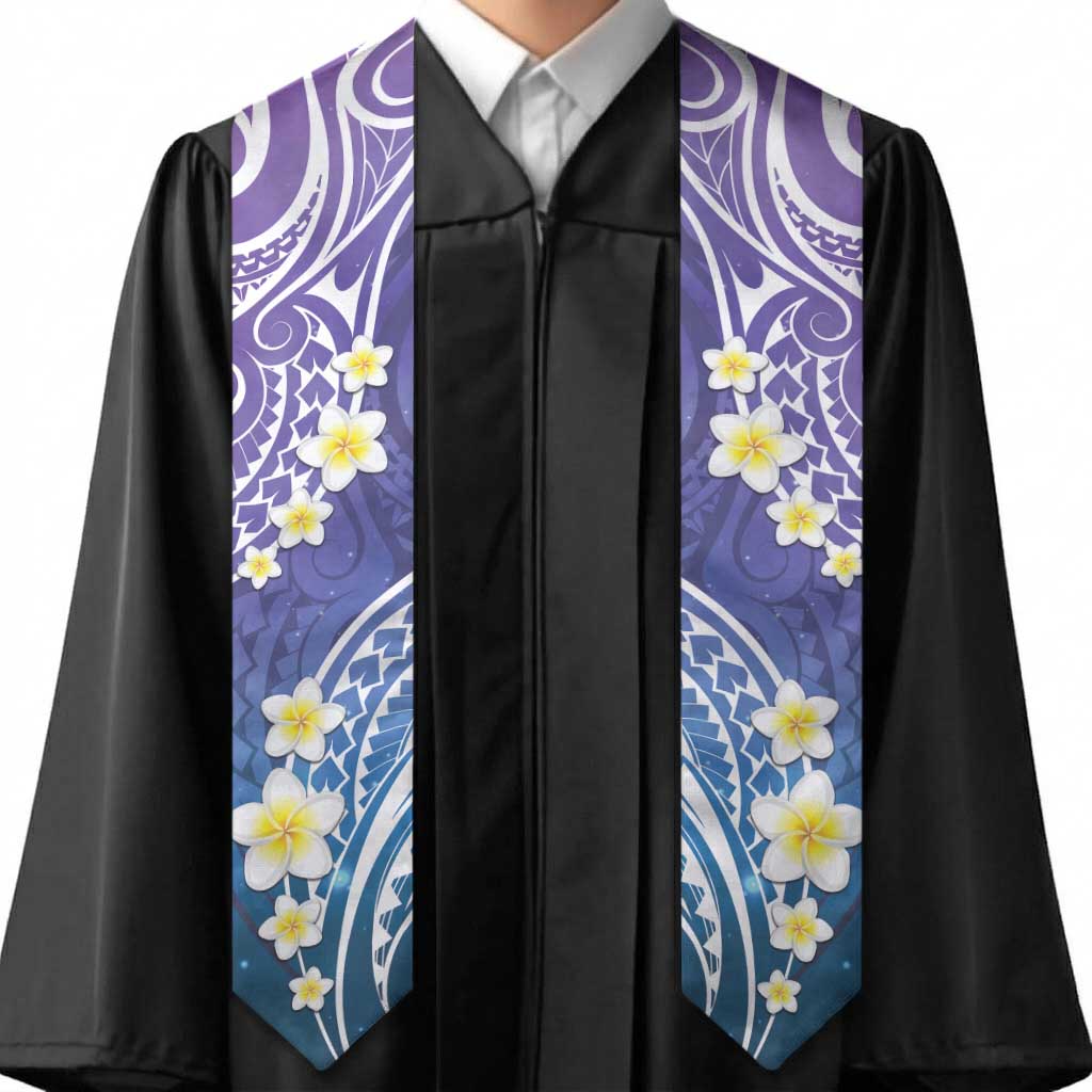Plumeria With Galaxy Polynesian Tattoo Pattern Graduation Stole LT05 - Polynesian Pride