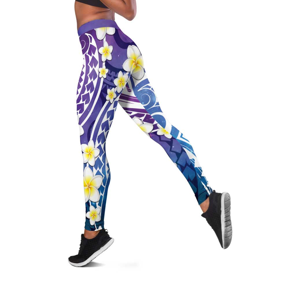 Plumeria With Galaxy Polynesian Tattoo Pattern Leggings - Polynesian Pride