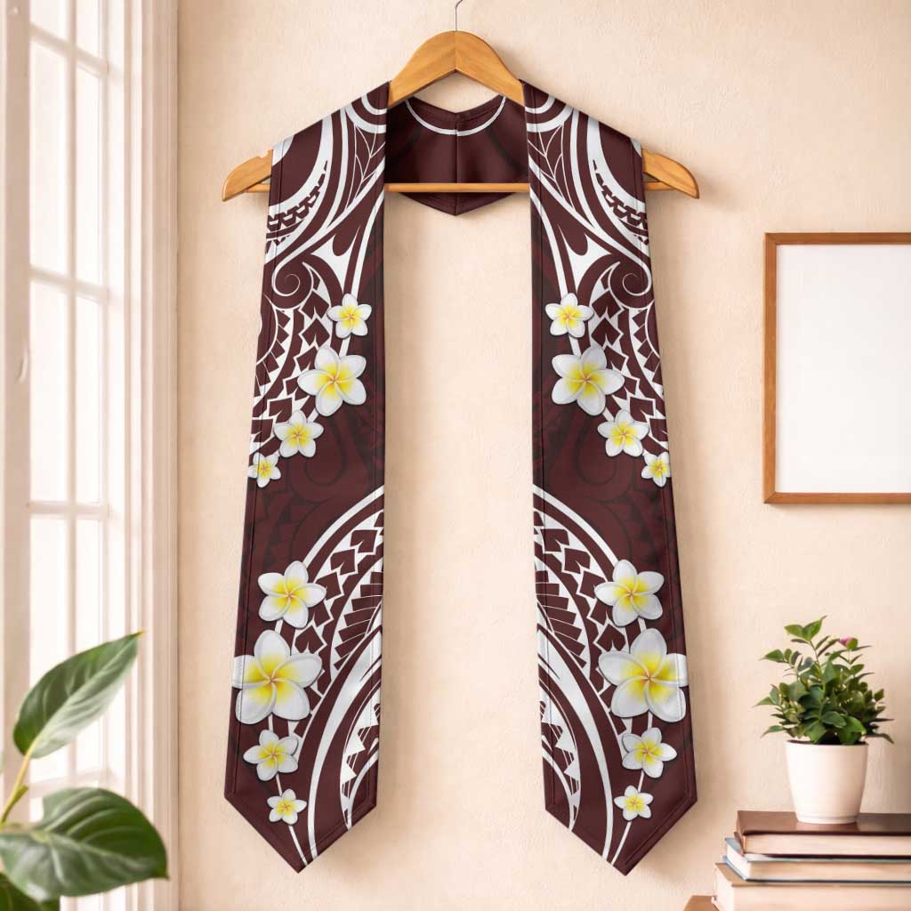 Plumeria With Oxblood Polynesian Tattoo Pattern Graduation Stole