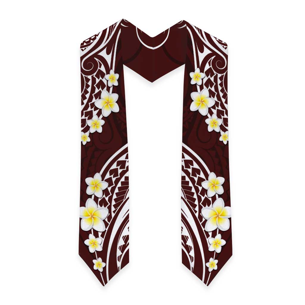 Plumeria With Oxblood Polynesian Tattoo Pattern Graduation Stole