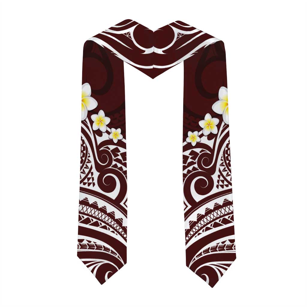 Plumeria With Oxblood Polynesian Tattoo Pattern Graduation Stole