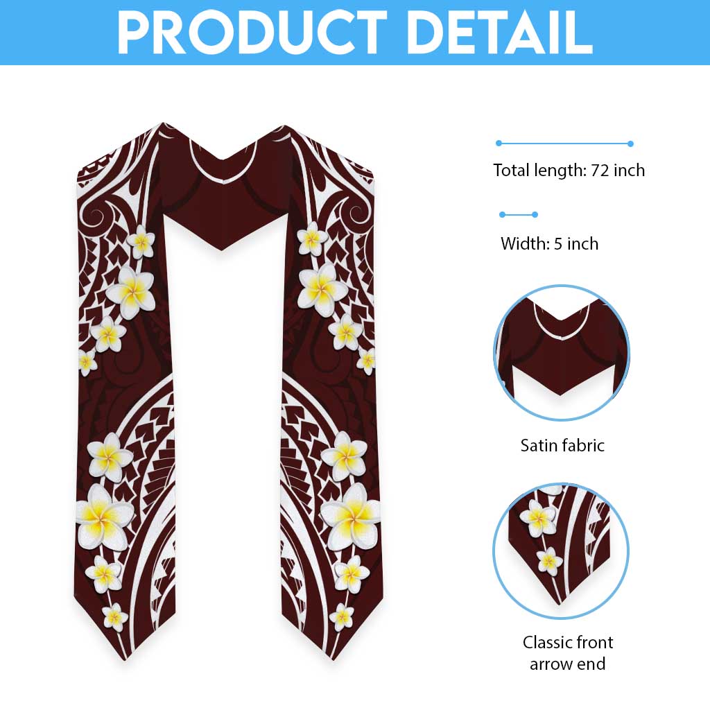Plumeria With Oxblood Polynesian Tattoo Pattern Graduation Stole