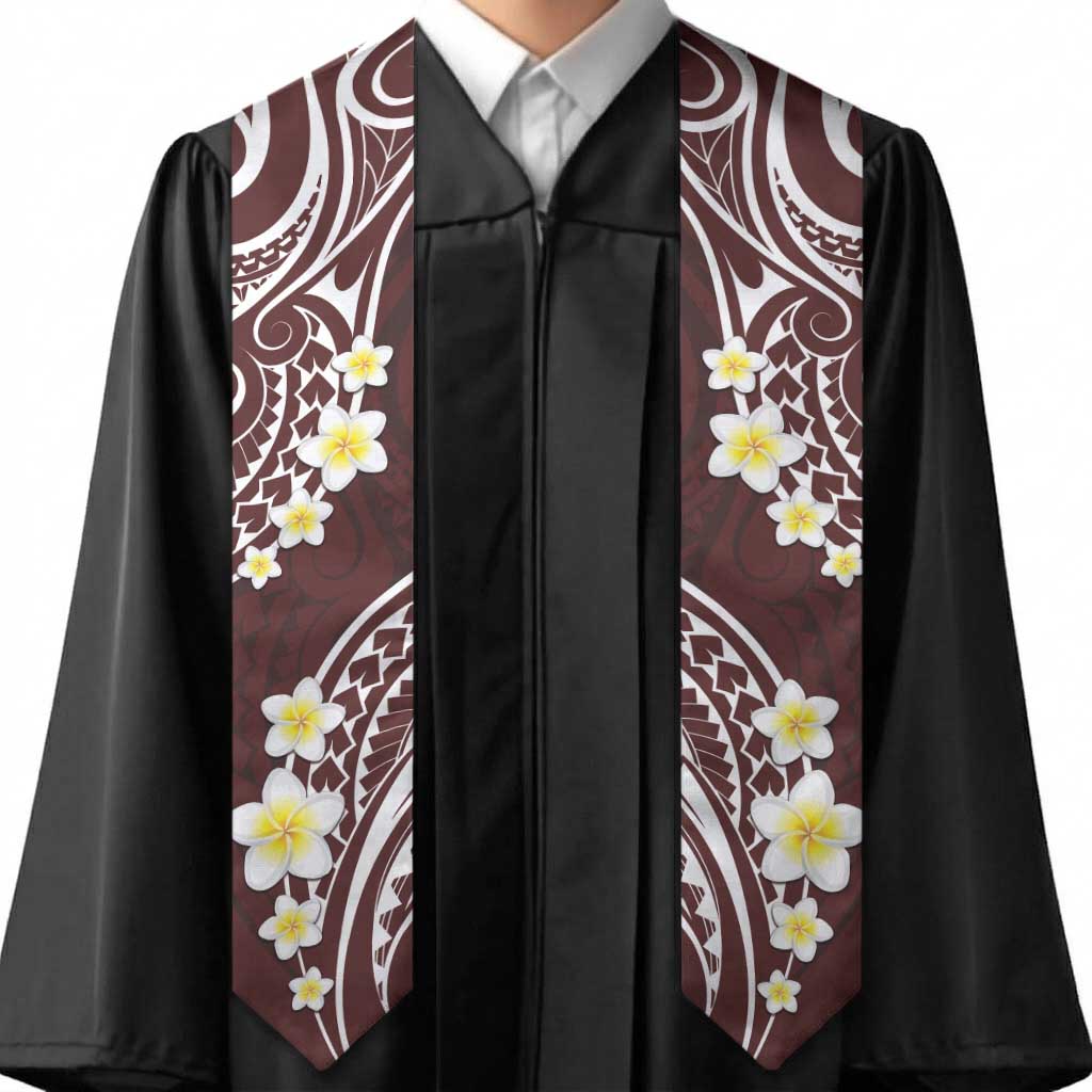 Plumeria With Oxblood Polynesian Tattoo Pattern Graduation Stole