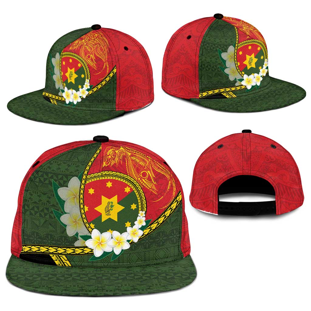 PNG Isten Hailans Provins Snapback Cap Papua New Guinea Plumeria Melanesian Pattern - Polynesian Pride