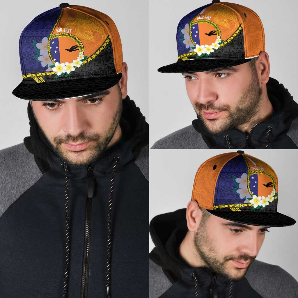 PNG Niu Ailan Snapback Cap Papua New Guinea Plumeria Melanesian Pattern - Polynesian Pride