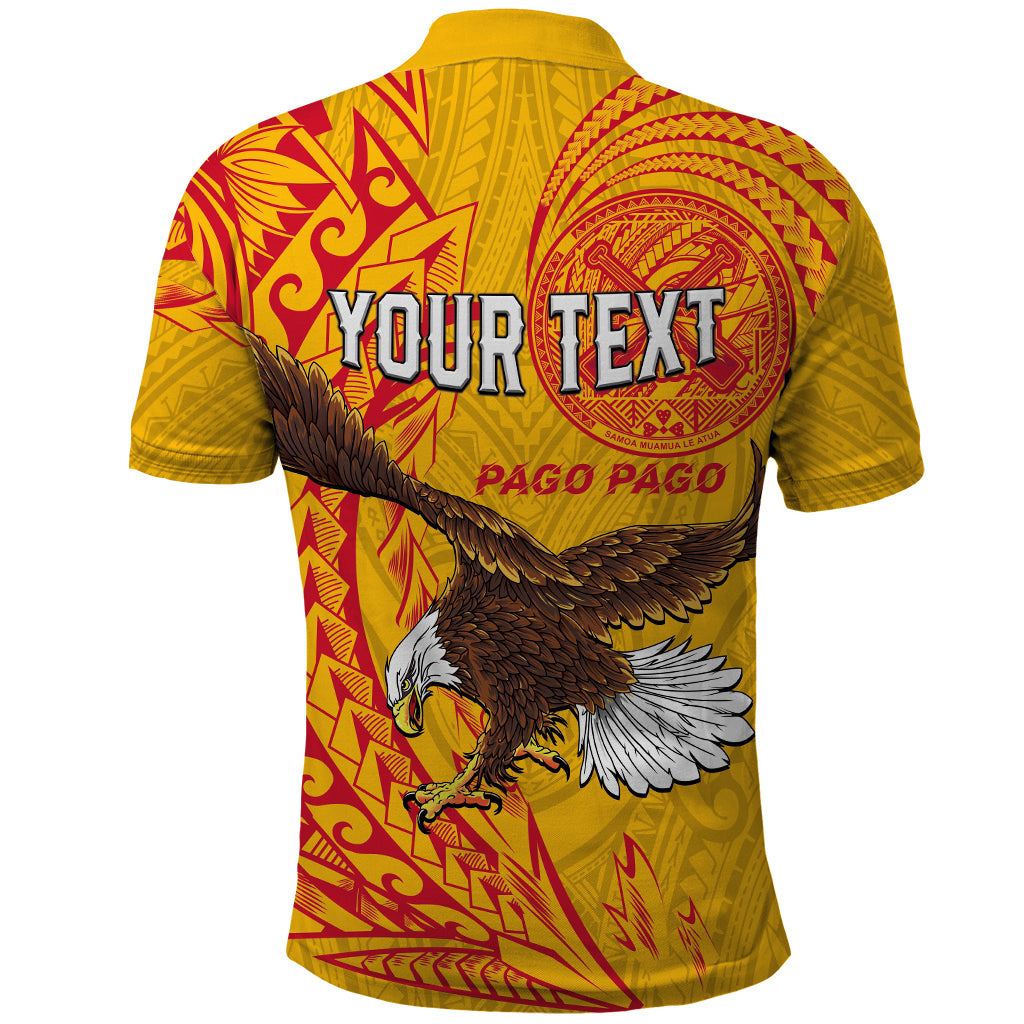 Personalised American Samoa Flag Day Polo Shirt Fautasi Race Pago Pago-Aeto Eagle Wings Tribal Seal Style LT03