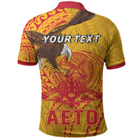 Personalized American Samoa Fautasi Race Polo Shirt Red Cuff Aeto Pago Pago with Eagle Samoan Tribal Patterns LT03 - Polynesian Pride