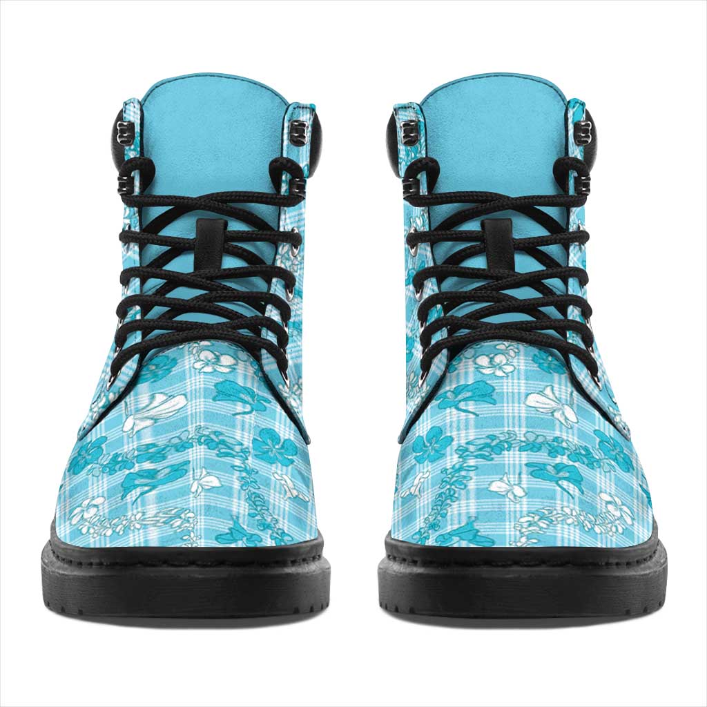 Polu Aloha Hawaii All Season Boots Plumeria Lei With Palaka Motif - Polynesian Pride