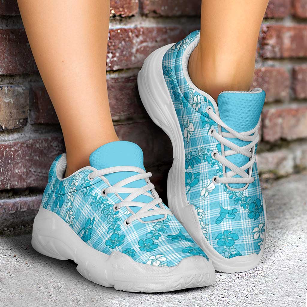 Polu Aloha Hawaii Chunky Sneakers Plumeria Lei With Palaka Motif - Polynesian Pride
