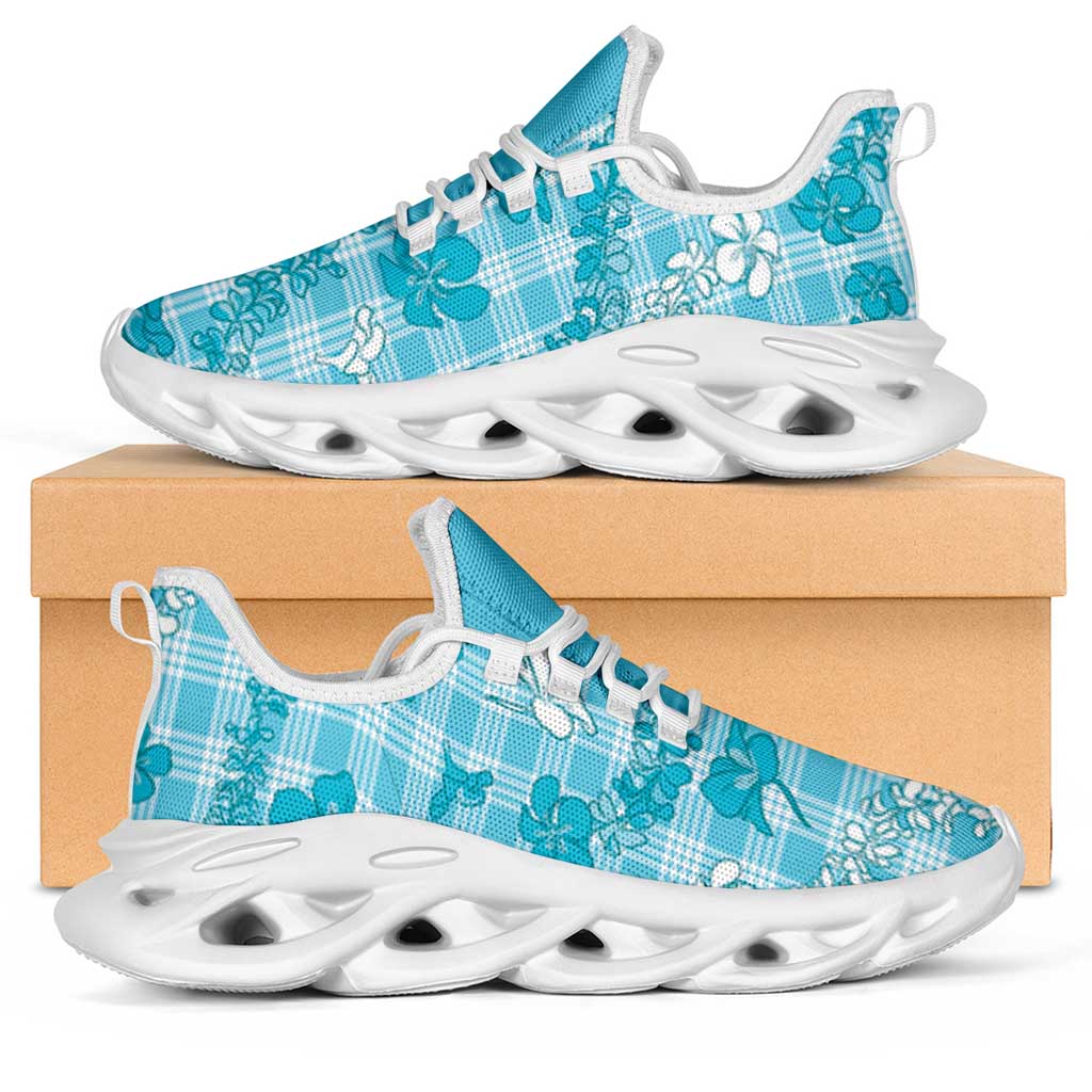 Polu Aloha Hawaii Clunky Sneakers Plumeria Lei With Palaka Motif - Polynesian Pride