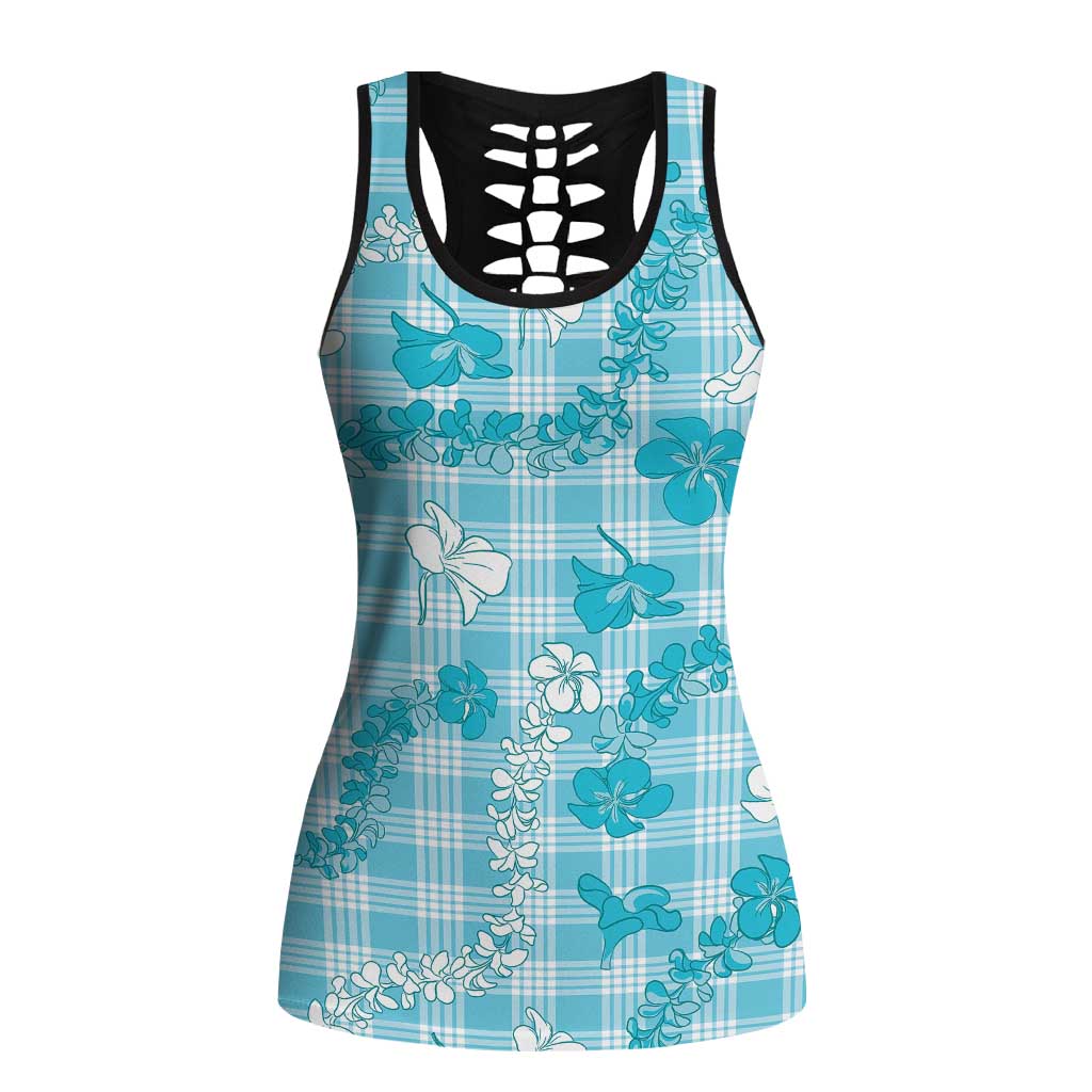 Polu Aloha Hawaii Hollow Tank Top Plumeria Lei With Palaka Motif - Polynesian Pride