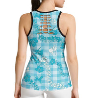 Polu Aloha Hawaii Hollow Tank Top Plumeria Lei With Palaka Motif - Polynesian Pride