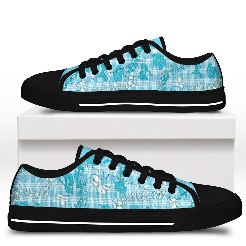Polu Aloha Hawaii Low Top Shoes Plumeria Lei With Palaka Motif - Polynesian Pride