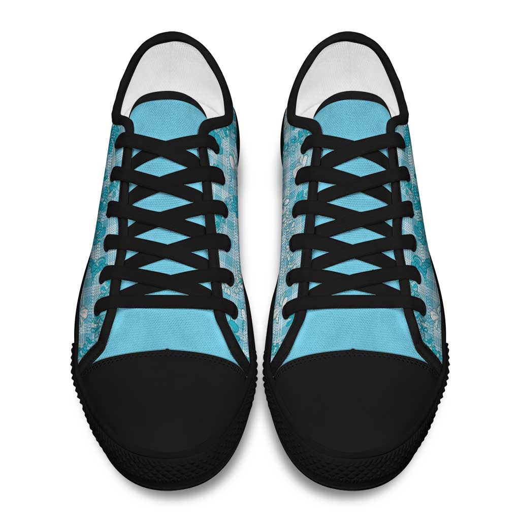 Polu Aloha Hawaii Low Top Shoes Plumeria Lei With Palaka Motif - Polynesian Pride