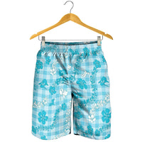 Polu Aloha Hawaii Shorts for Men Plumeria Lei With Palaka Motif - Polynesian Pride