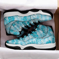 Polu Aloha Hawaii Sneakers J11 Plumeria Lei With Palaka Motif - Polynesian Pride