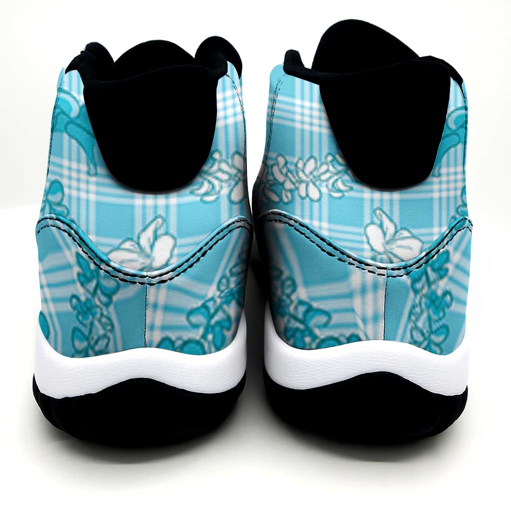 Polu Aloha Hawaii Sneakers J11 Plumeria Lei With Palaka Motif - Polynesian Pride