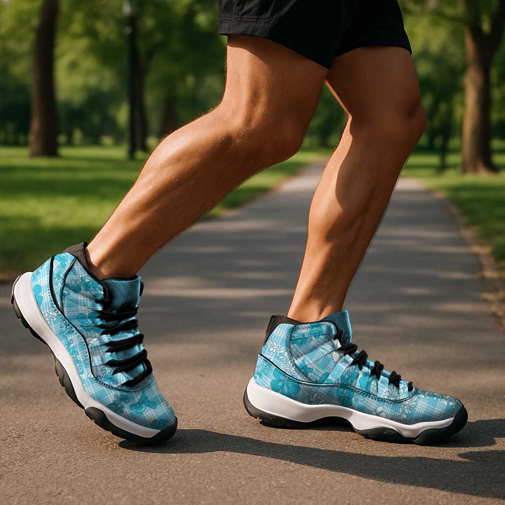 Polu Aloha Hawaii Sneakers J11 Plumeria Lei With Palaka Motif - Polynesian Pride