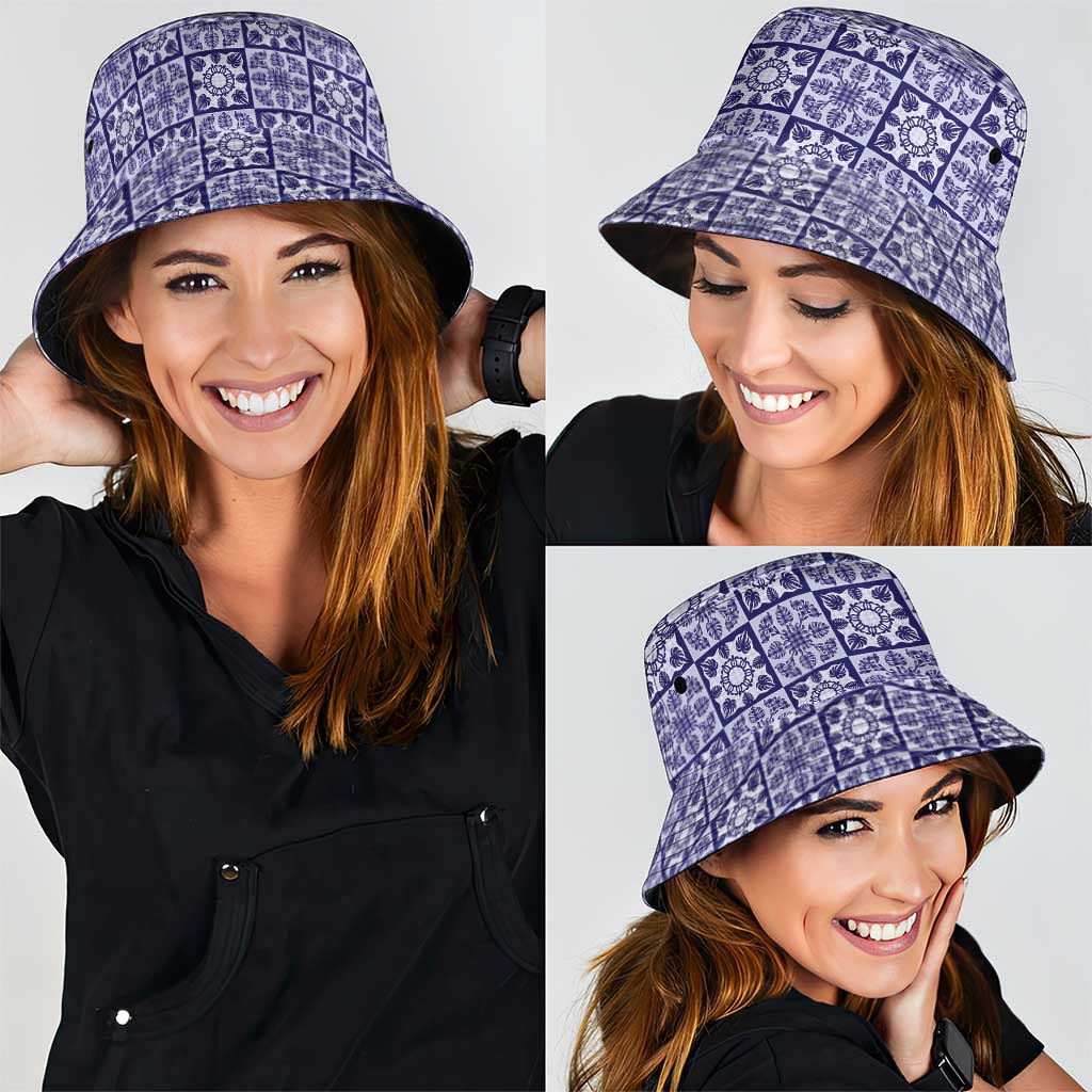 Polu Palaka Quilt Hawaii Bucket Hat Hawaiian Tropical Monstera Sea Turtle LT14 - Polynesian Pride