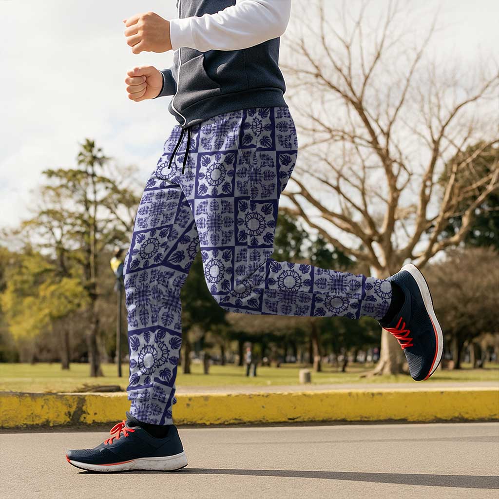 Polu Palaka Quilt Hawaii Jogger Pants Hawaiian Tropical Monstera Sea Turtle LT14 - Polynesian Pride