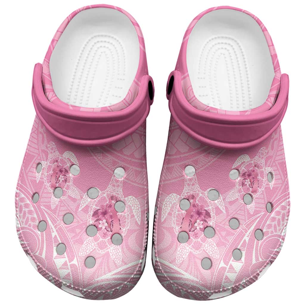 Polynesia Breast Cancer Awareness Clogs Shoes No One Fights Alone Turtle Ribbon - Pink Version LT14 Pink - Polynesian Pride