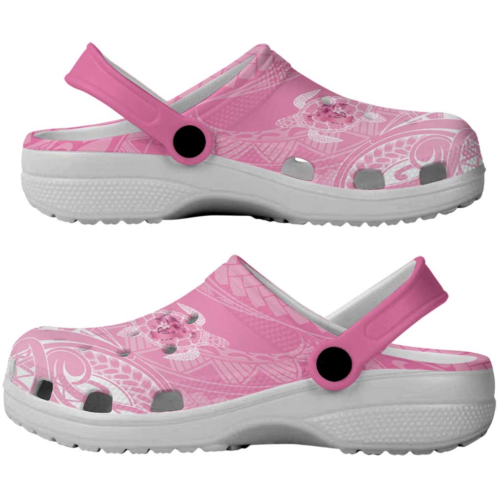 Polynesia Breast Cancer Awareness Clogs Shoes No One Fights Alone Turtle Ribbon - Pink Version LT14 - Polynesian Pride