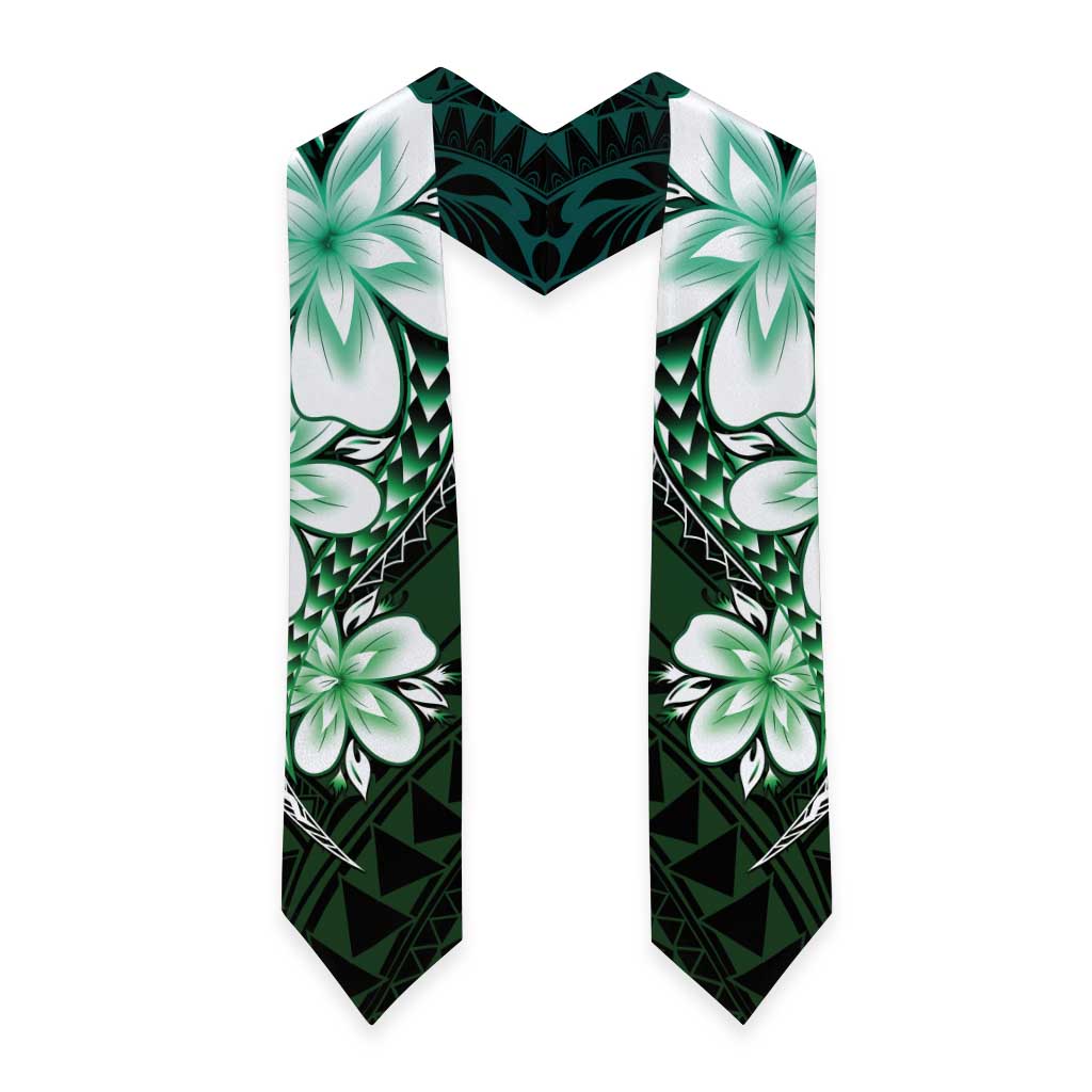 Polynesia Floral Tattoo Graduation Stole With Aqua Gradient Plumeria LT05 - Polynesian Pride